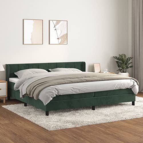 Brokky Boxspringbett mit Matratze Bett Mit Matratze Bett Mit Bettkasten Boxspringbetten Mit Matratze Dunkelgrün 200x200 cm Samt / 3130982 von Brokky
