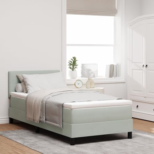 Brokky Boxspringbett mit Matratze Bett Mit Matratze Bett Mit Bettkasten Boxspringbetten Mit Matratze Hellgrau Samt von Brokky