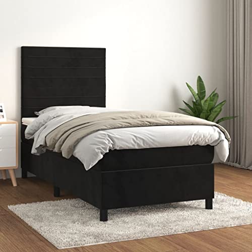Brokky Boxspringbett mit Matratze Bett Mit Matratze Bett Mit Bettkasten Boxspringbetten Mit Matratze Schwarz 80x200 cm Samt von Brokky