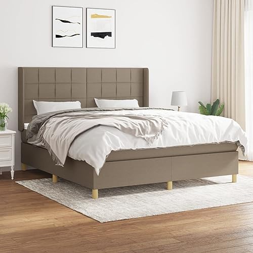 Brokky Boxspringbett mit Matratze Bett Mit Matratze Bett Mit Bettkasten Boxspringbetten Mit Matratze Taupe 160x200 cm Stoff / 3132005 von Brokky