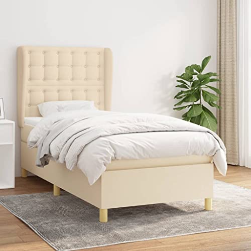 Brokky Boxspringbett mit Matratze Bett Mit Matratze Betten Boxspringbett Mit Matratze Schlafzimmer Bett Creme 80x200 cm Stoff / 3128802 von Brokky