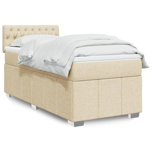Brokky Boxspringbett mit Matratze Bett Mit Matratze Betten Boxspringbett Mit Matratze Schlafzimmer Bett Creme 80x200 cm Stoff / 3286907 von Brokky
