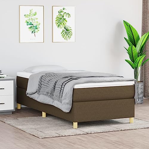 Brokky Boxspringbett mit Matratze Bett Mit Matratze Betten Boxspringbett Mit Matratze Schlafzimmer Bett Dunkelbraun 80x200 cm Stoff / 3144477 von Brokky