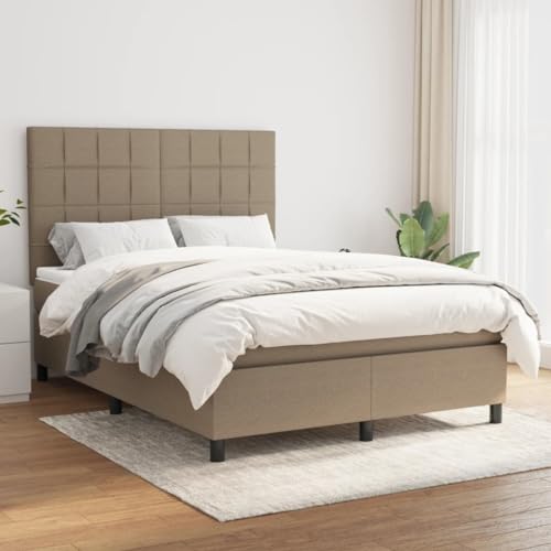 Brokky Boxspringbett mit Matratze Bett Mit Matratze Betten Boxspringbett Mit Matratze Schlafzimmer Bett Taupe 140x190 cm Stoff / 3141773 von Brokky