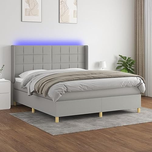 Brokky Boxspringbett mit Matratze Bett Mit Matratze Polsterbett Bett Boxspringbett Betten Hellgrau 160x200 cm Stoff / 3138885 von Brokky