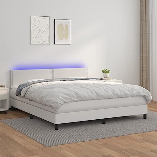 Brokky Boxspringbett mit Matratze Bett Mit Matratze Polsterbett Bett Boxspringbett Betten Weiß 180x200 cm Kunstlederer von Brokky