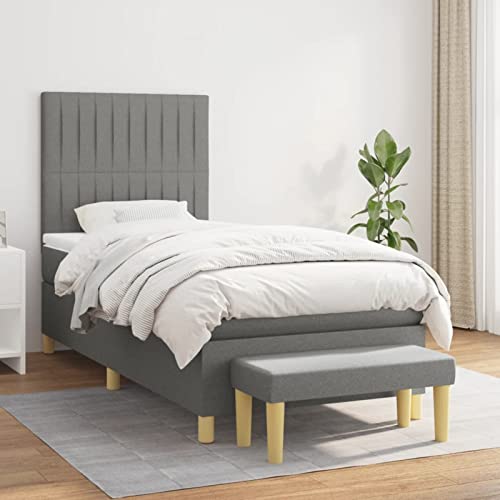 Brokky Boxspringbett mit Matratze Betten Matratze Bett Mit Matratze Boxspringbett Mit Bettkasten Dunkelgrau 80x200 cm Stoff / 3137270 von Brokky