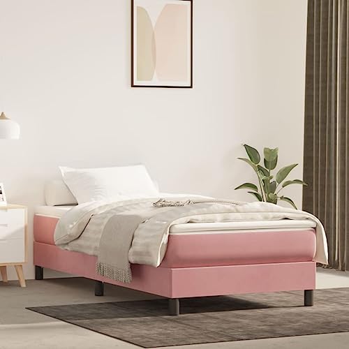Brokky Boxspringbett mit Matratze Betten Matratze Bett Mit Matratze Boxspringbett Mit Bettkasten Rosa 90x190 cm Samt von Brokky