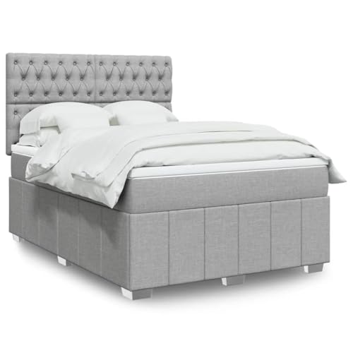 Brokky Boxspringbett mit Matratze Betten Mit Matratze Schlafzimmer Bett Boxspringbett Mit Matratze Hellgrau 160x200 cm Stoff / 3291726 von Brokky