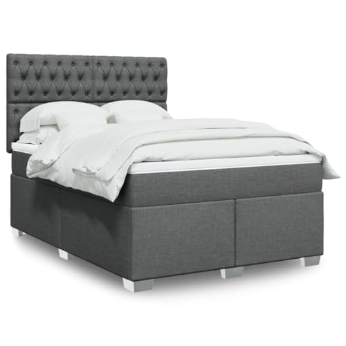 Brokky Boxspringbett mit Matratze Dunkelgrau 140x190 cm Bett Boxspringbett Bett Mit Matratze Schlafzimmer MöBel Polsterbett Stoff / 3292791 von Brokky