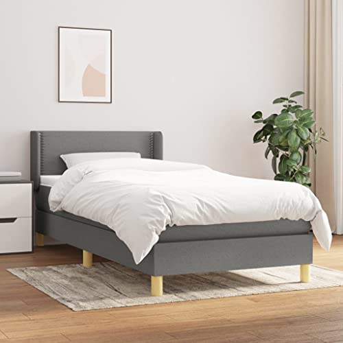 Brokky Boxspringbett mit Matratze Dunkelgrau 90x200 cm Stoff Polsterbett Bed with Mattress Boxspringbett Mit Matratze 3130162 von Brokky