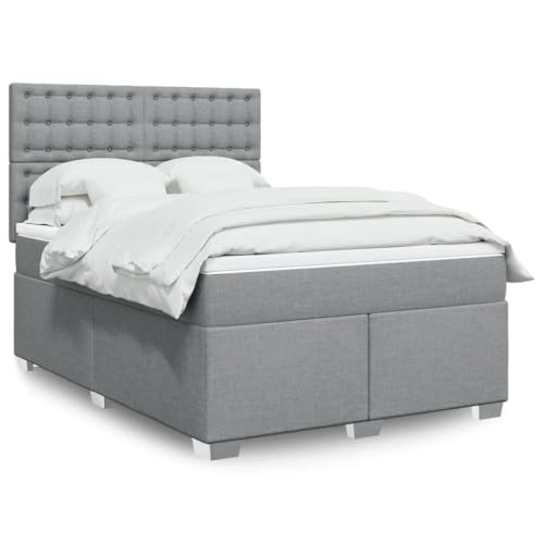 Brokky Boxspringbett mit Matratze Hellgrau 140x190 cm Bett Boxspringbett Bett Mit Matratze Schlafzimmer MöBel Betten Stoff / 3292797 von Brokky