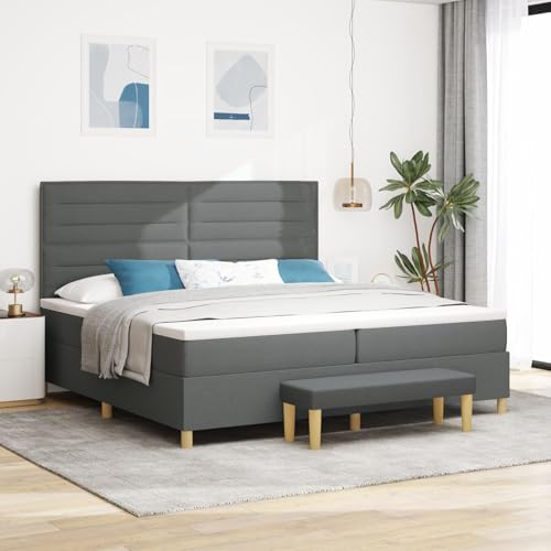 Brokky Boxspringbett mit Matratze & Bank Bett Mit Matratze Bett Mit Bettkasten Boxspringbetten Mit Matratze Dunkelgrau 200x200 cm Stoff / 3344248 von Brokky