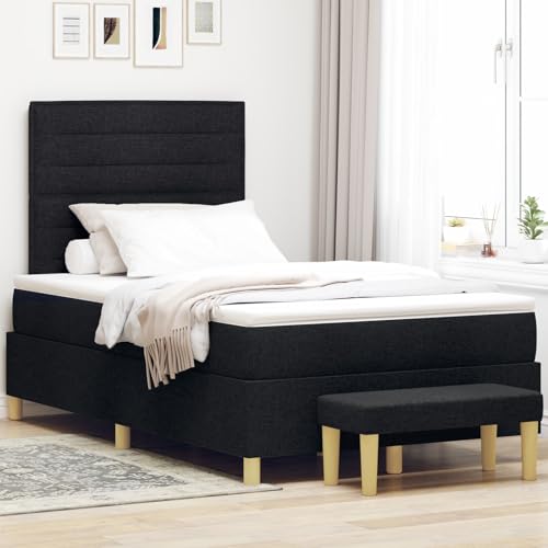 Brokky Boxspringbett mit Matratze & Bank Bett Mit Matratze Bett Mit Bettkasten Boxspringbetten Mit Matratze Schwarz 120x200 cm Stoff / 3344214 von Brokky