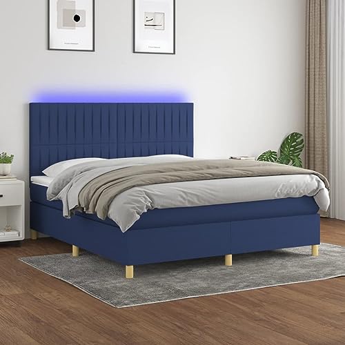 Brokky Boxspringbett mit Matratze & LED Bett Mit Matratze Bett Mit Bettkasten Boxspringbetten Mit Matratze Blau 180x200 cm Stoff / 3135619 von Brokky