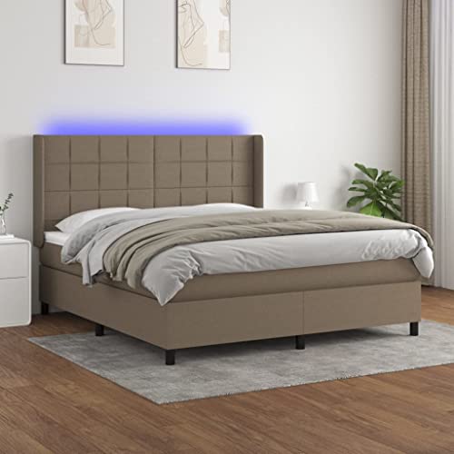 Brokky Boxspringbett mit Matratze & LED Bett Mit Matratze Bett Mit Bettkasten Boxspringbetten Mit Matratze Taupe 160x200 cm Stoff / 3138329 von Brokky