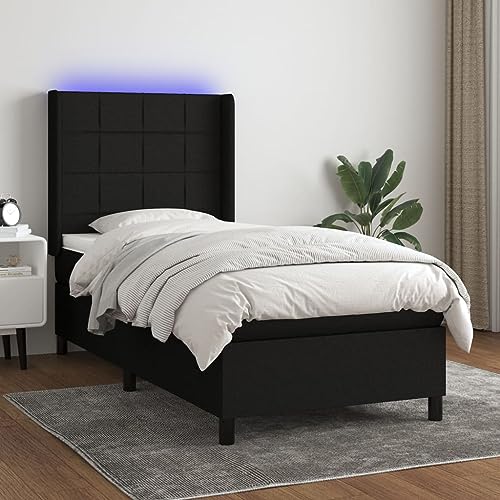 Brokky Boxspringbett mit Matratze & LED Bett Mit Matratze Polsterbett Boxspringbett Mit Bettkasten Schwarz 80x200 cm Stoff / 3138271 von Brokky