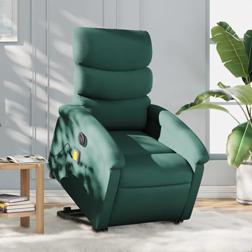 Brokky Elektrischer Massagesessel mit Aufstehhilfe Massagesessel Sessel Mit Aufstehhilfe Massage Sessel Massagestuhl Dunkelgrün Stoff / 3204020 von Brokky