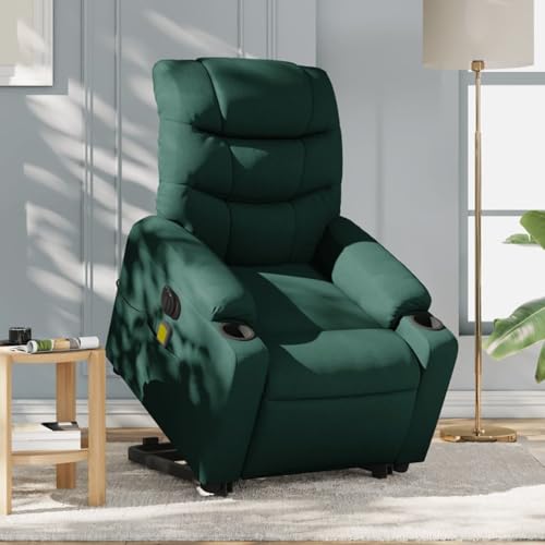 Brokky Elektrischer Massagesessel mit Aufstehhilfe Massagesessel Sessel Mit Aufstehhilfe Massage Sessel Massagestuhl Dunkelgrün Stoff / 3206678 von Brokky