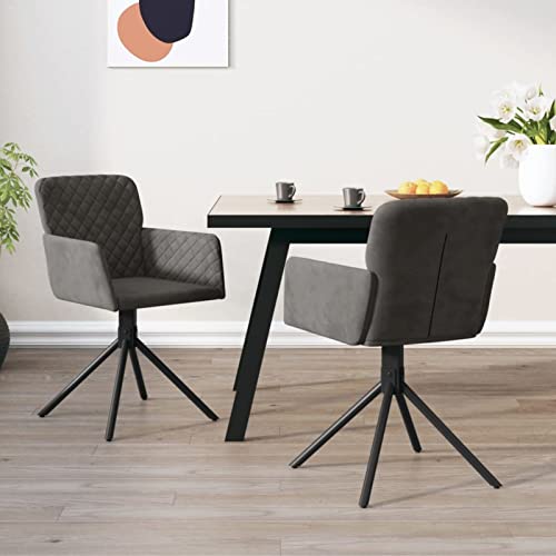 Brokky Esszimmerstühle 2 STK. Esstisch StüHle KüChenstuhl Esszimmer StüHle Chairs for Dining Table Drehbar Dunkelgrau Samt von Brokky