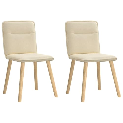 Brokky Esszimmerstühle 2 STK. EsszimmermöBel Esszimmerstuhl Dining Chair Esszimmer StüHle EsszimmerstüHlen Creme Stoff / 4101227 von Brokky