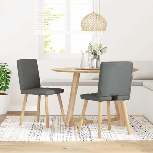 Brokky Esszimmerstühle 2 STK. EsszimmermöBel Esszimmerstuhl Dining Chair Esszimmer StüHle EsszimmerstüHlen Dunkelgrau Stoff / 4101122 von Brokky