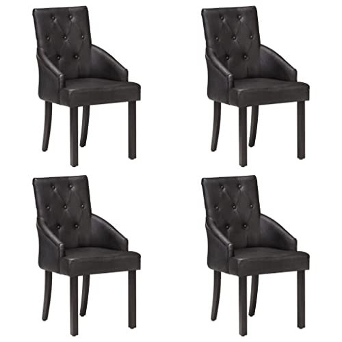 Brokky Esszimmerstühle 4 STK. EsszimmermöBel Esszimmerstuhl Dining Chair Esszimmer StüHle EsszimmerstüHlen Schwarz Echtes Ziegenleder von Brokky