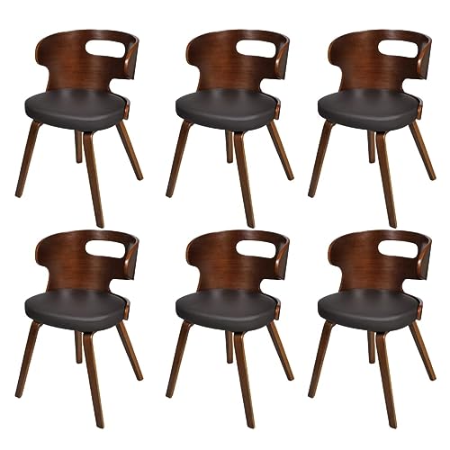 Brokky Esszimmerstühle 6 STK. EsszimmermöBel Esszimmerstuhl Dining Chair Esszimmer StüHle EsszimmerstüHlen Braun Kunstleder / 270042 von Brokky