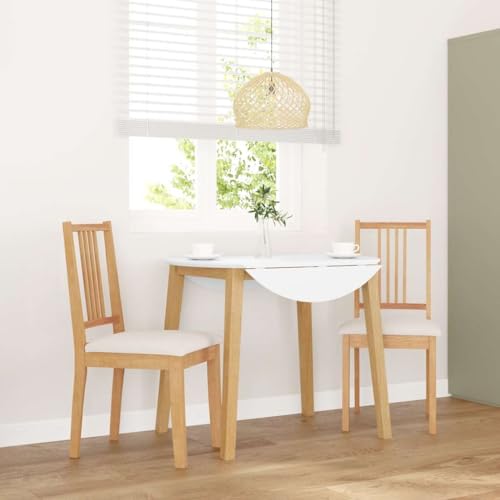 Brokky Esszimmerstühle mit Kissen 2 STK. EsszimmermöBel Esszimmerstuhl Dining Chair Esszimmer StüHle EsszimmerstüHlen Natur Massivholz Gummibaum / 4102397 von Brokky