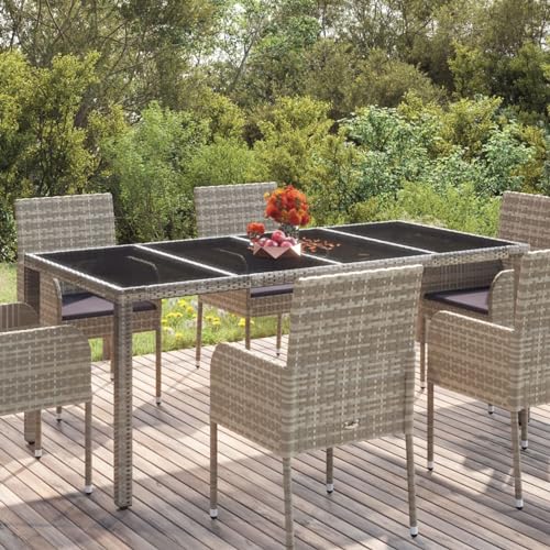 Brokky Gartentisch mit Glasplatte Grau 190x90x75 cm Poly Rattan Gartentisch Wetterfest Tisch Garten Outdoor Gartentisch Outdoortisch Brokky Gartentisch mit Glasplatte Grau 190x90x75 cm Poly Rattan Gartentisch Wetterfest Tisch Garten Outdoor Gartentisch Outdoortisch von Brokky