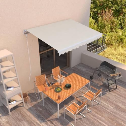 Brokky Gelenkarmmarkise Einziehbar Balkonmarkise Klemmmarkise Einziehbare Markise Sonnenmarkise Balkon 350x250 cm Creme von Brokky