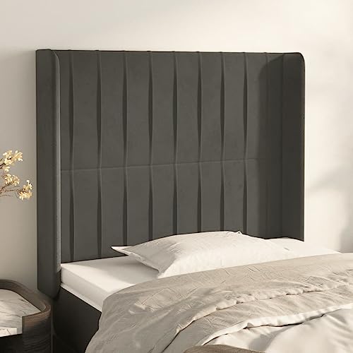 Brokky Kopfteil mit Ohren Bettzubehör Schlafzimmer Kopfteil Bett Headboard for Bed Bettkopfteil Dunkelgrau 93x16x118/128 cm Samt Brokky Kopfteil mit Ohren Bettzubehör Schlafzimmer Kopfteil Bett Headboard for Bed Bettkopfteil Dunkelgrau 93x16x118/128 cm Samt von Brokky