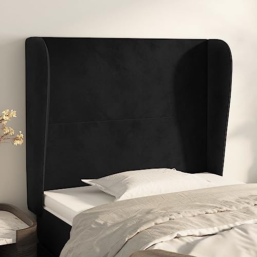 Brokky Kopfteil mit Ohren Bettzubehör Schlafzimmer Kopfteil Bett Headboard for Bed Bettkopfteil Schwarz 103x23x118/128 cm Samt / 3117720 Brokky Kopfteil mit Ohren Bettzubehör Schlafzimmer Kopfteil Bett Headboard for Bed Bettkopfteil Schwarz 103x23x118/128 cm Samt / 3117720 von Brokky