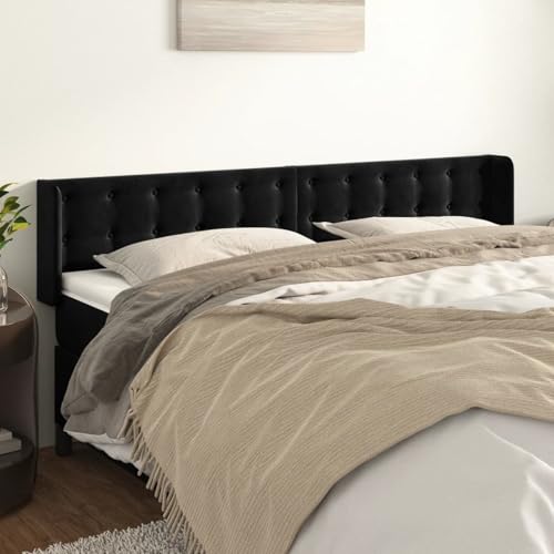 Brokky Kopfteil mit Ohren Bettzubehör Schlafzimmer Kopfteil Bett Headboard for Bed Bettkopfteil Schwarz 183x16x78/88 cm Samt / 3119264 Brokky Kopfteil mit Ohren Bettzubehör Schlafzimmer Kopfteil Bett Headboard for Bed Bettkopfteil Schwarz 183x16x78/88 cm Samt / 3119264 von Brokky