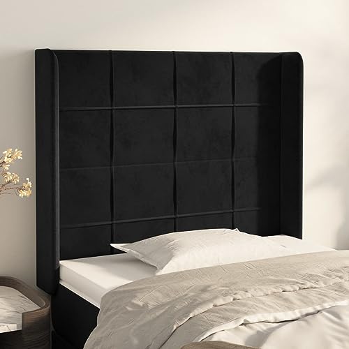 Brokky Kopfteil mit Ohren Bettzubehör Schlafzimmer Kopfteil Bett Headboard for Bed Bettkopfteil Schwarz 93x16x118/128 cm Samt / 3119618 Brokky Kopfteil mit Ohren Bettzubehör Schlafzimmer Kopfteil Bett Headboard for Bed Bettkopfteil Schwarz 93x16x118/128 cm Samt / 3119618 von Brokky