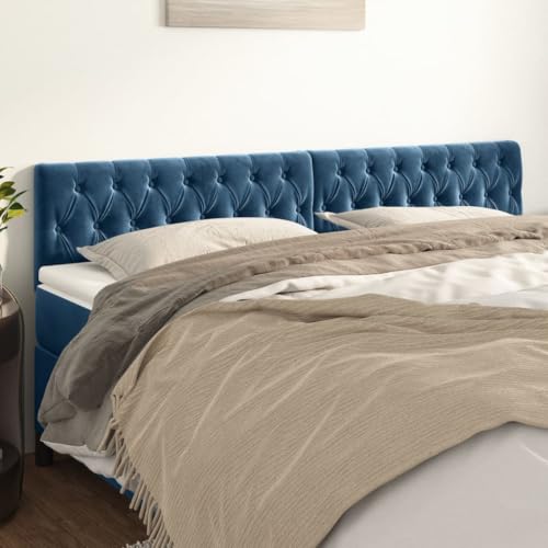 Brokky Kopfteile 2 STK. Bett Kopfteil Kopfenden Bed Headboard BettrüCkwand Kopfteil BettDunkelblau 100x7x78/88 cm Samt von Brokky