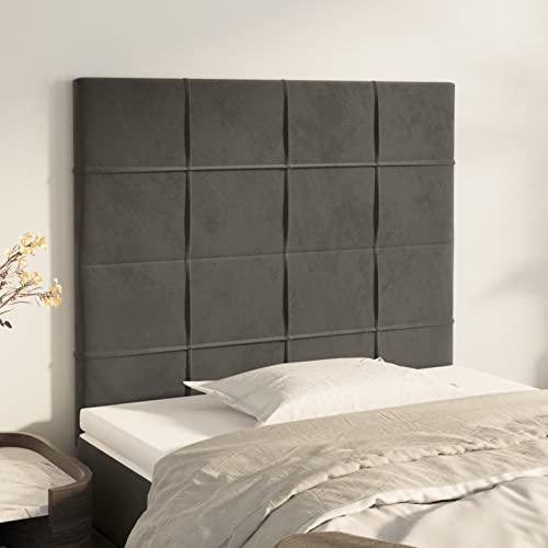 Brokky Kopfteile 2 STK. Bett Kopfteil Kopfenden Bed Headboard BettrüCkwand Kopfteil BettDunkelgrau 80x5x78/88 cm Samt / 3116363 von Brokky