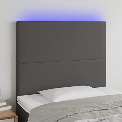 Brokky LED Kopfteil Headboard for Bed Bett Kopfteil Bed Headboard Bettkopfteil Grau 90x5x118/128 cm Kunstlederer von Brokky
