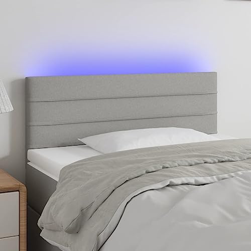 Brokky LED Kopfteil Headboard for Bed Bett Kopfteil Bed Headboard Bettkopfteil Hellgrau 80x5x78/88 cm Stoff von Brokky