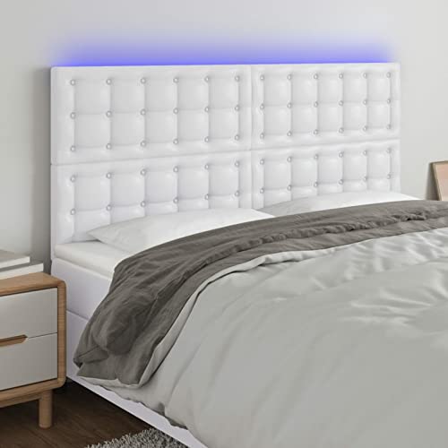 Brokky LED Kopfteil Headboard for Bed Bett Kopfteil Bed Headboard Bettkopfteil Weiß 200x5x118/128 cm Kunstlederer / 3122533 Brokky LED Kopfteil Headboard for Bed Bett Kopfteil Bed Headboard Bettkopfteil Weiß 200x5x118/128 cm Kunstlederer / 3122533 von Brokky