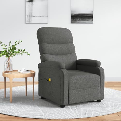 Brokky Massagesessel Dunkelgrau Stoff Sessel Mit Schlaffunktion Massage Sessel Wohnzimmer von Brokky