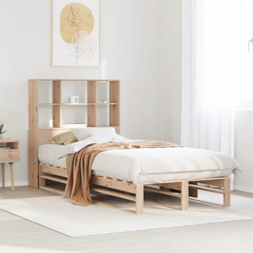 Brokky Massivholzbett mit Regal ohne Matratze Bed Frame Bett Mit Regal Bettgestell Holzbett Bettrahmen 90x200 cm Massivholz von Brokky