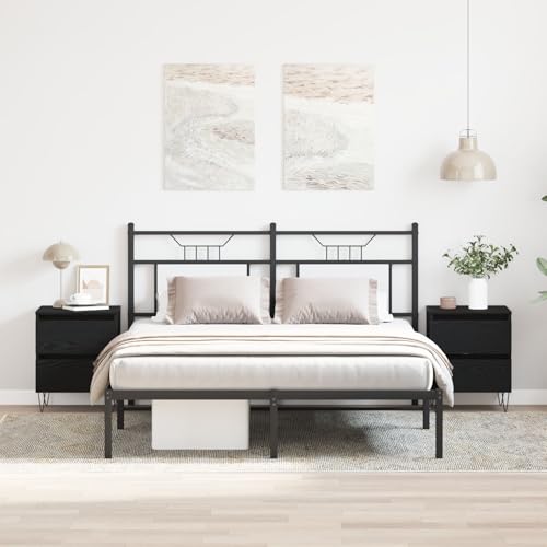 Brokky Nachttische 2 STK. Nightstand Beistelltisch Schlafzimmer MöBel Nachtschrank Nachtisch Schwarz Eiche 40x35x50 cm Holzwerkstoff von Brokky