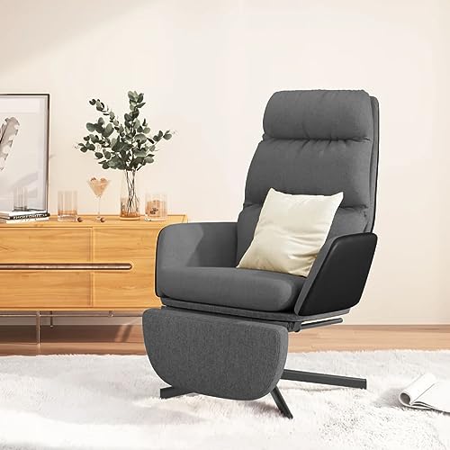 Brokky Relaxsessel mit Fußstütze Hellgrau Stoff Gepolsterter Lesesessel Geeignet für Schlafzimmer Wohnzimmer privates Theater / 3097556 von Brokky