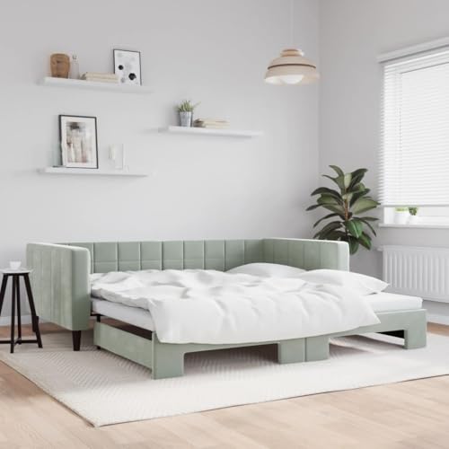 Brokky Tagesbett Ausziehbar Ausziehbett Bett Zum Ausziehen Sofa Bett Daybed Sofa Bett Mit Ausziehbett Hellgrau 100x200 cm Samt / 3196698 Brokky Tagesbett Ausziehbar Ausziehbett Bett Zum Ausziehen Sofa Bett Daybed Sofa Bett Mit Ausziehbett Hellgrau 100x200 cm Samt / 3196698 von Brokky