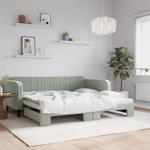 Brokky Tagesbett Ausziehbar Ausziehbett Bett Zum Ausziehen Sofa Bett Daybed Sofa Bett Mit Ausziehbett Hellgrau 100x200 cm Samt / 3197070 Brokky Tagesbett Ausziehbar Ausziehbett Bett Zum Ausziehen Sofa Bett Daybed Sofa Bett Mit Ausziehbett Hellgrau 100x200 cm Samt / 3197070 von Brokky