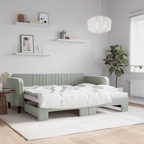 Brokky Tagesbett Ausziehbar Ausziehbett Bett Zum Ausziehen Sofa Bett Daybed Sofa Bett Mit Ausziehbett Hellgrau 90x200 cm Samt / 3197063 Brokky Tagesbett Ausziehbar Ausziehbett Bett Zum Ausziehen Sofa Bett Daybed Sofa Bett Mit Ausziehbett Hellgrau 90x200 cm Samt / 3197063 von Brokky