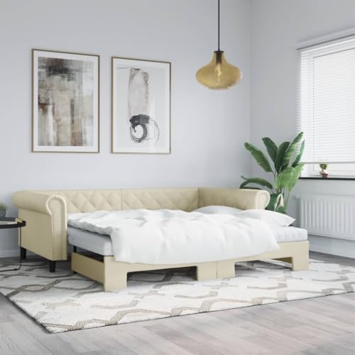 Brokky Tagesbett Ausziehbar Bett Ausziehbar Daybed Tagesbett Ausziehbar Sofabett Ausziehbares Bett Creme 90x200 cm Kunstleder Brokky Tagesbett Ausziehbar Bett Ausziehbar Daybed Tagesbett Ausziehbar Sofabett Ausziehbares Bett Creme 90x200 cm Kunstleder von Brokky