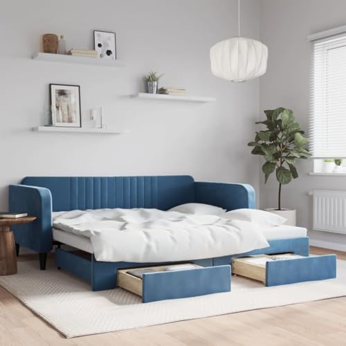 Brokky Tagesbett Ausziehbar mit Schubladen Bett Mit Stauraum Tagesbett Bett Mit Schubladen Schubladenbett Blau 100x200 cm Samt / 3197117 Brokky Tagesbett Ausziehbar mit Schubladen Bett Mit Stauraum Tagesbett Bett Mit Schubladen Schubladenbett Blau 100x200 cm Samt / 3197117 von Brokky