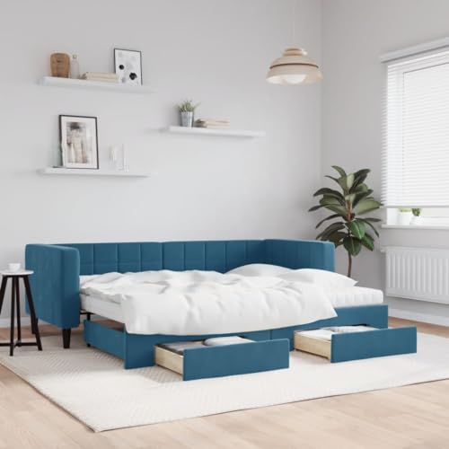 Brokky Tagesbett Ausziehbar mit Schubladen Bett Mit Stauraum Tagesbett Bett Mit Schubladen Schubladenbett Blau 80x200 cm Samt / 3196755 Brokky Tagesbett Ausziehbar mit Schubladen Bett Mit Stauraum Tagesbett Bett Mit Schubladen Schubladenbett Blau 80x200 cm Samt / 3196755 von Brokky